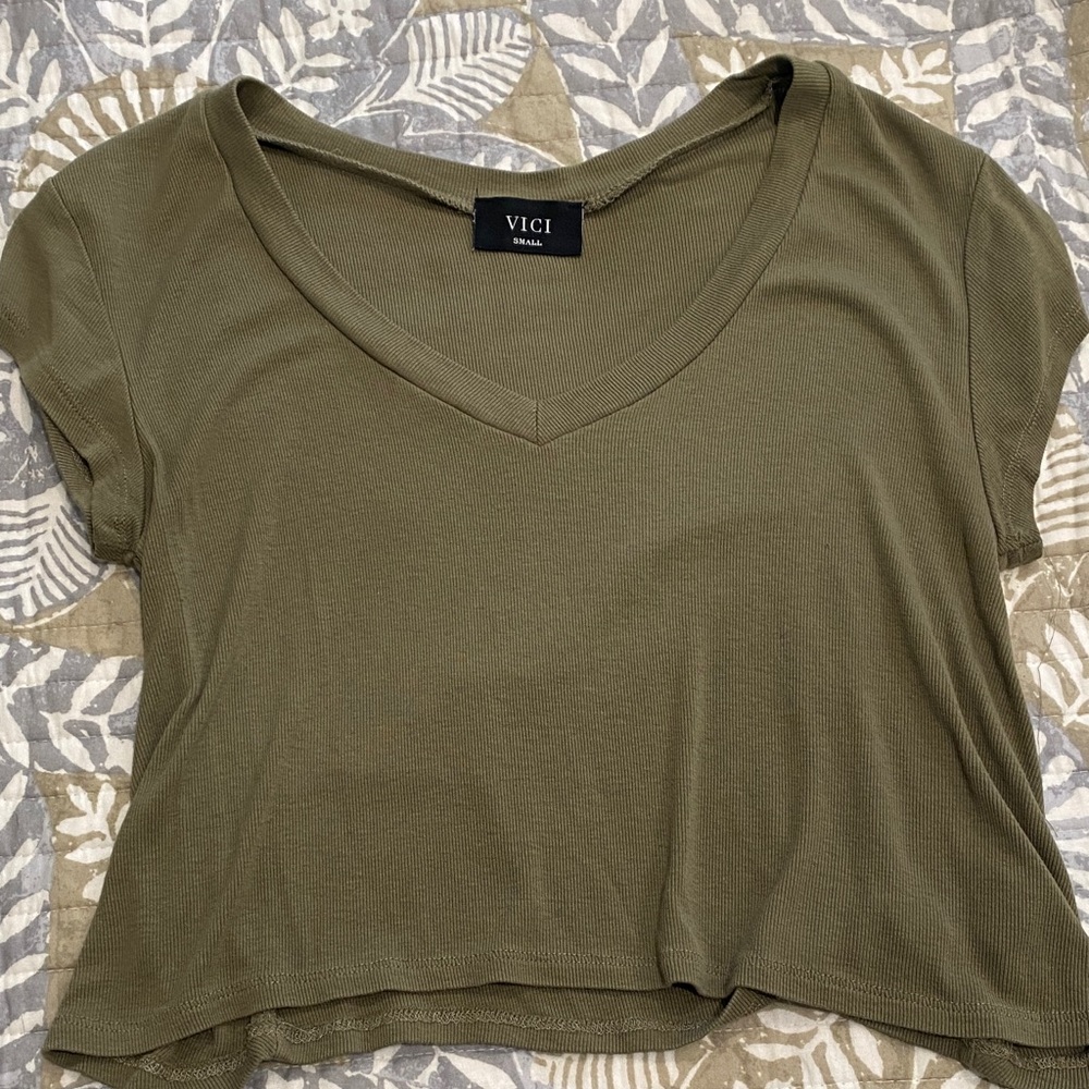 Vici Sage Green Short Sleeve Top